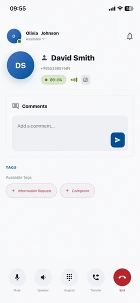 Hipcall mobile app screen