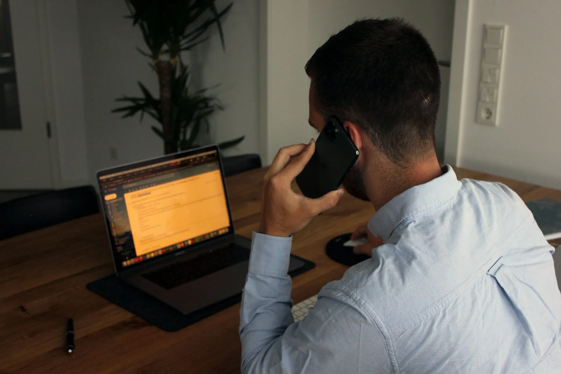 Sales professional handling a client call